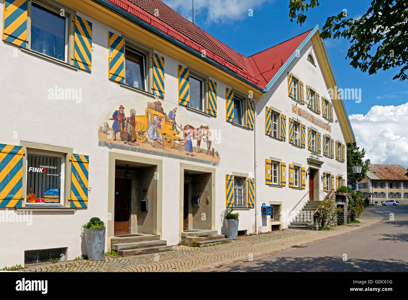 Hotel,inn Zur Post,window,shutters Stock Photo