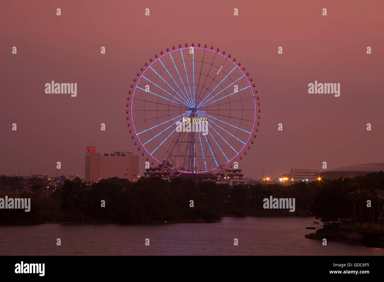 big dipper,ferris wheel,Sun Wheel at night,Danang,Da Nang,Vietnam,Asia Stock Photo
