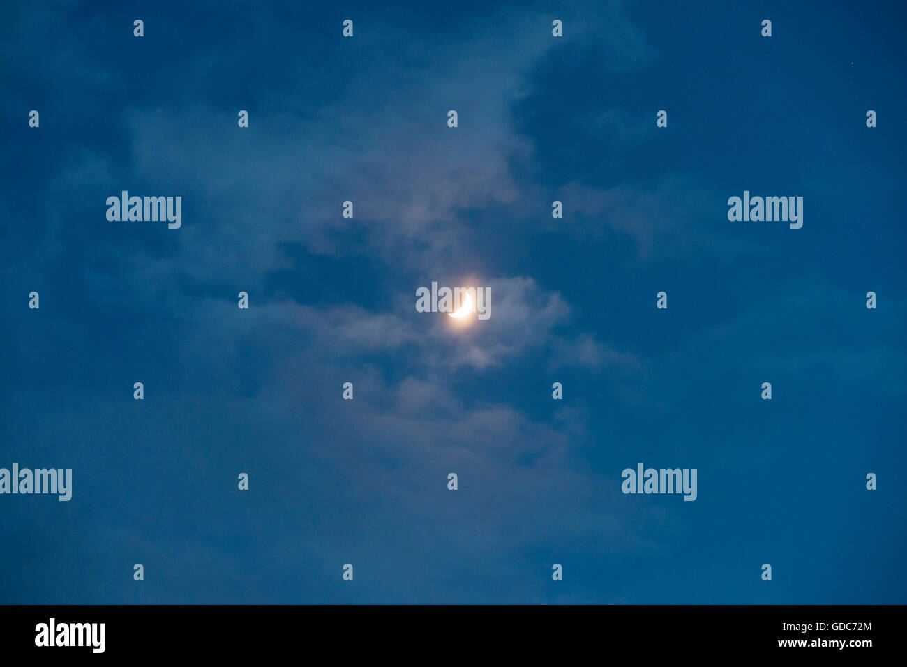 Moon,increasing,sky,all,night,at night,moonlight,light,blue hour,blue hour,evening Stock Photo