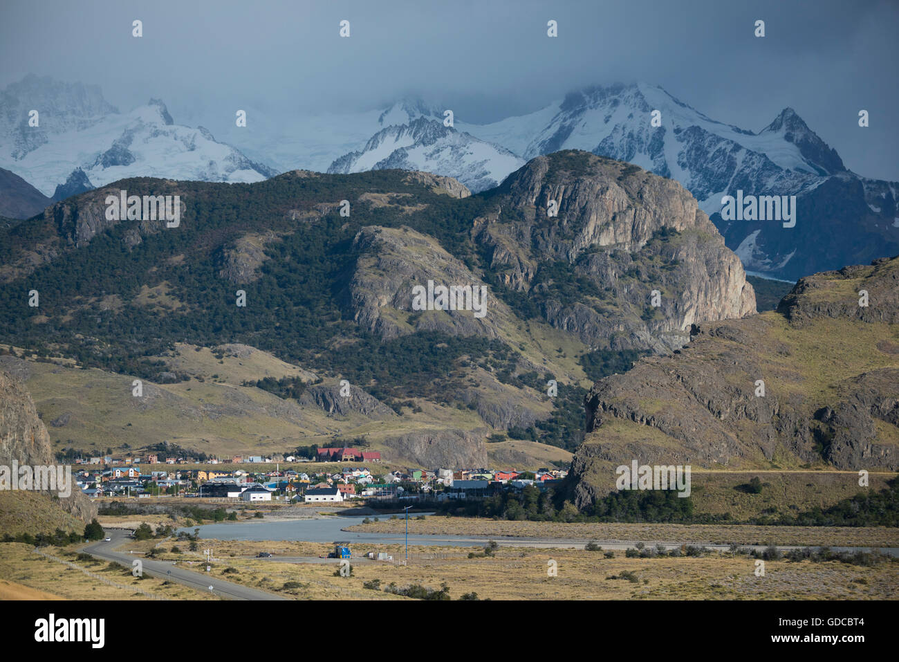 South America,Argentina,Patagonia,Santa Cruz,El Chalten,town of El Chalten Stock Photo