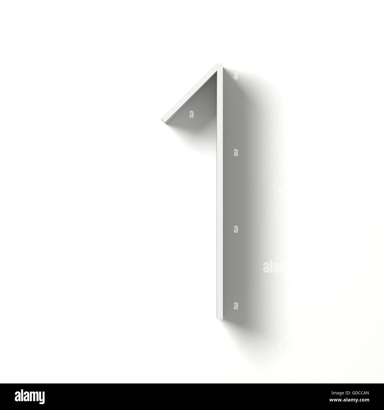 Long shadow digit. Number ONE 1. 3D render illustration isolated on ...