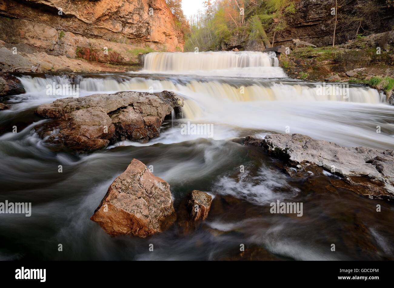 Willow River Falls at Willow River State Park in Wisconsin Stock Photo