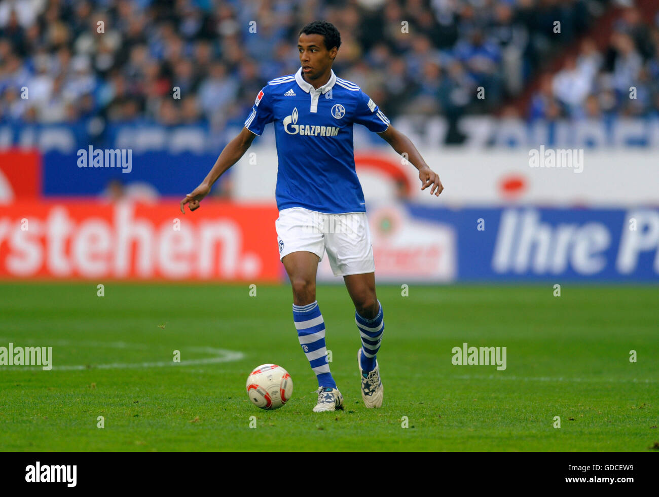 Joel Matip, German Soccer League, season 2010-2011, 6. round, FC Schalke 04 - Borussia Moenchengladbach 2-2 Stock Photo