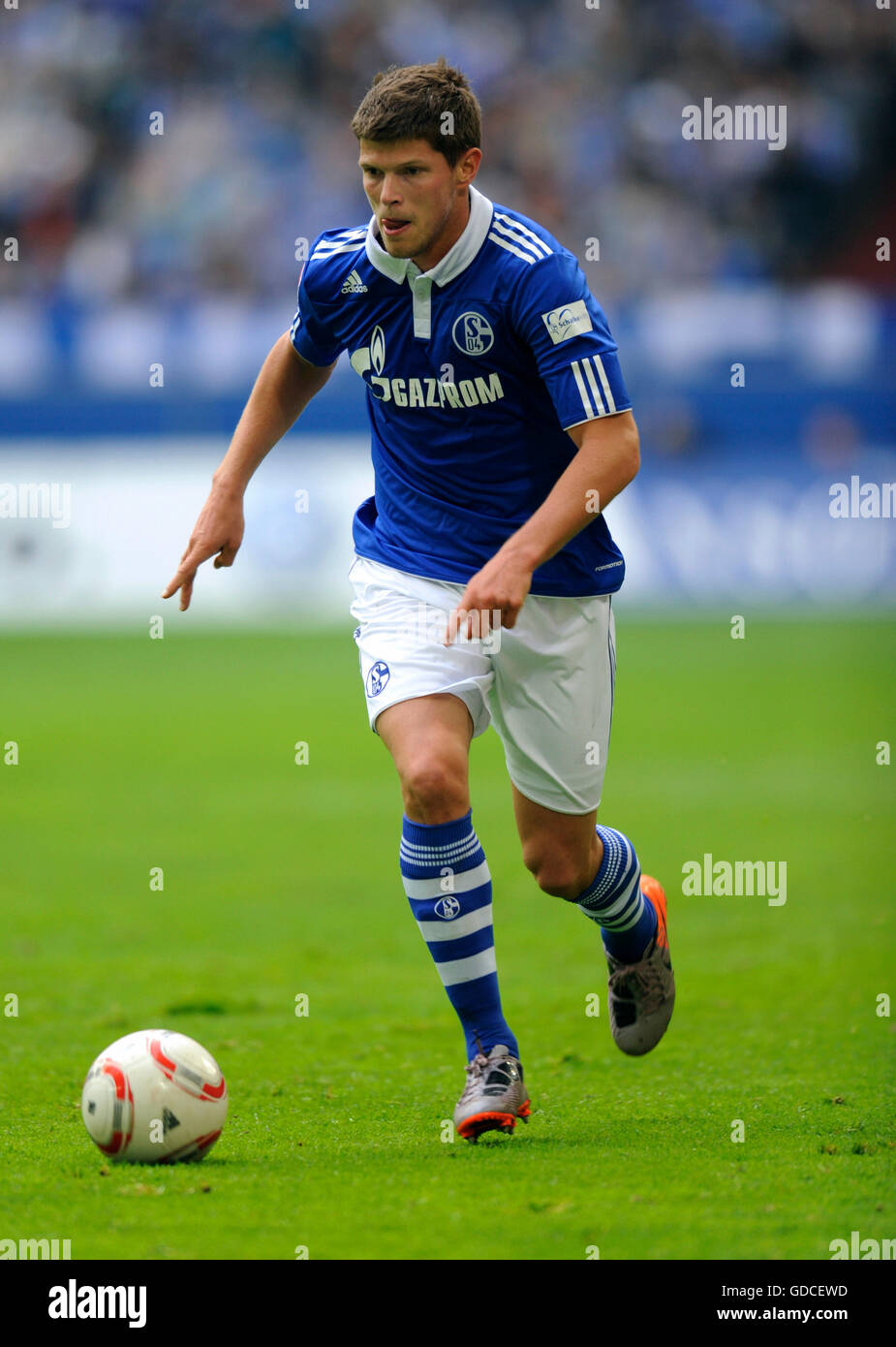 Klaas-Jan Huntelaar, German Soccer League, season 2010-2011, 6. round, FC Schalke 04 - Borussia Moenchengladbach 2-2 Stock Photo