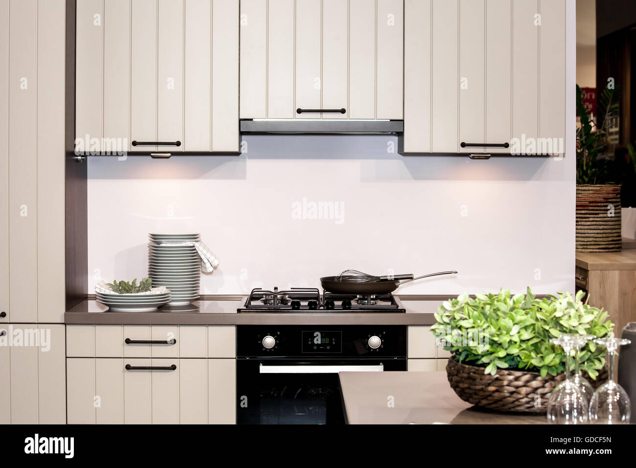 Modern kitchen and stove Stock Photo Alamy