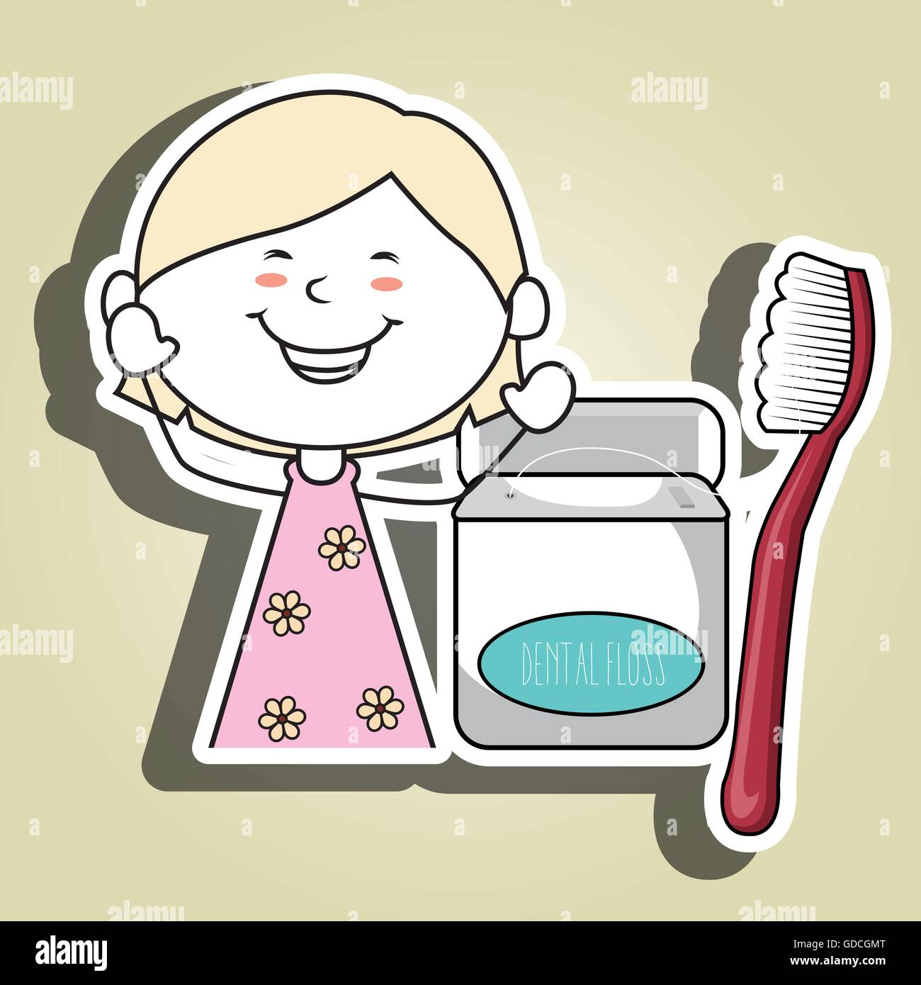 girl with dental floss isolated icon design Stock Vector Image & Art ...