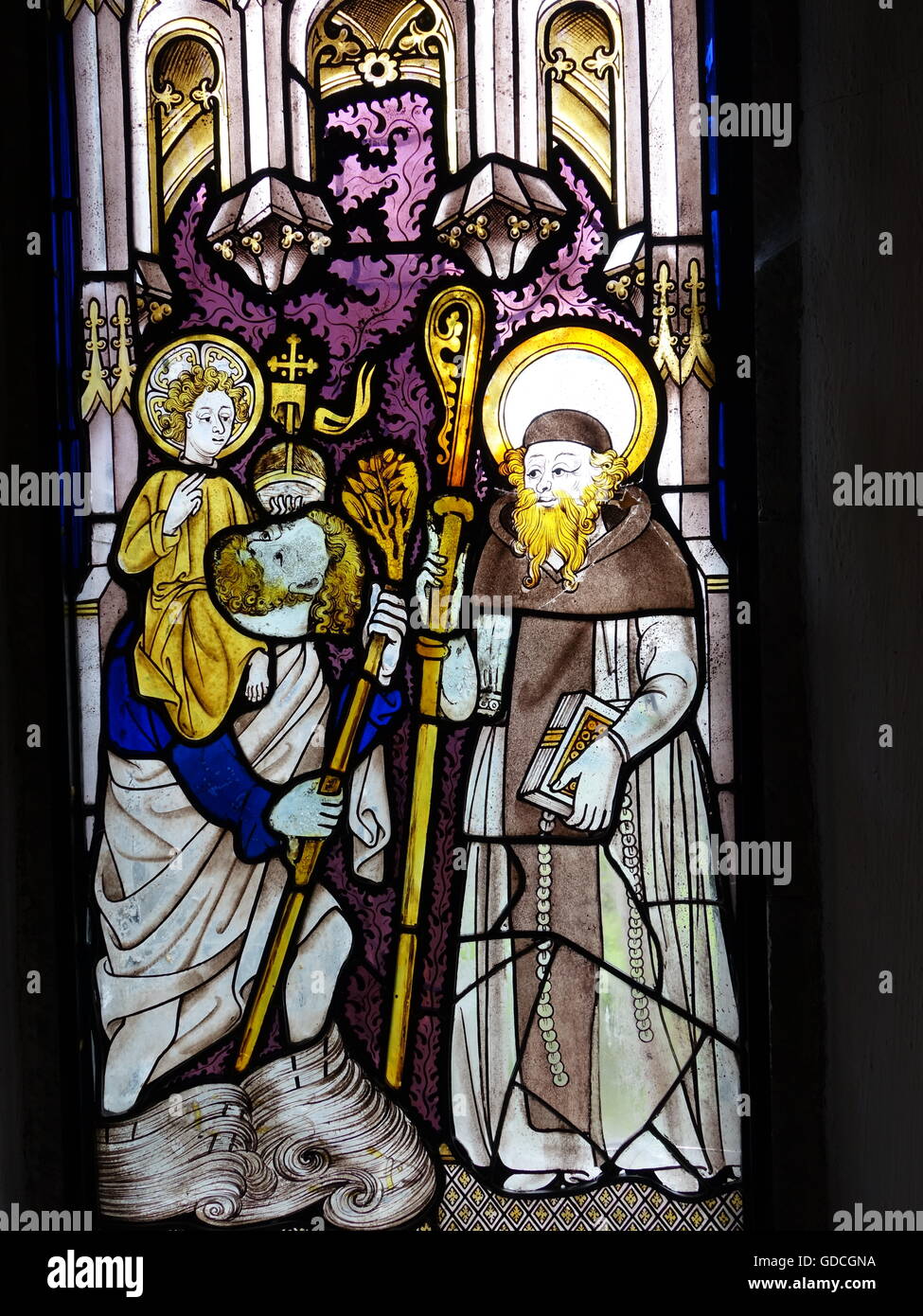 Stained Glass window in an ancient church Stock Photo - Alamy