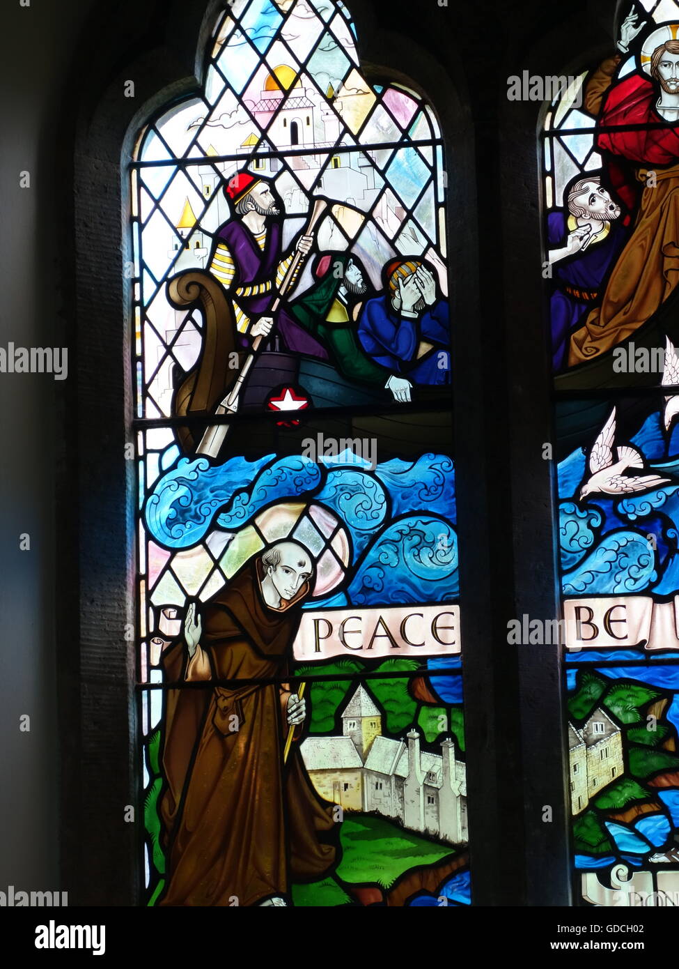 Stained Glass window in an ancient church Stock Photo - Alamy