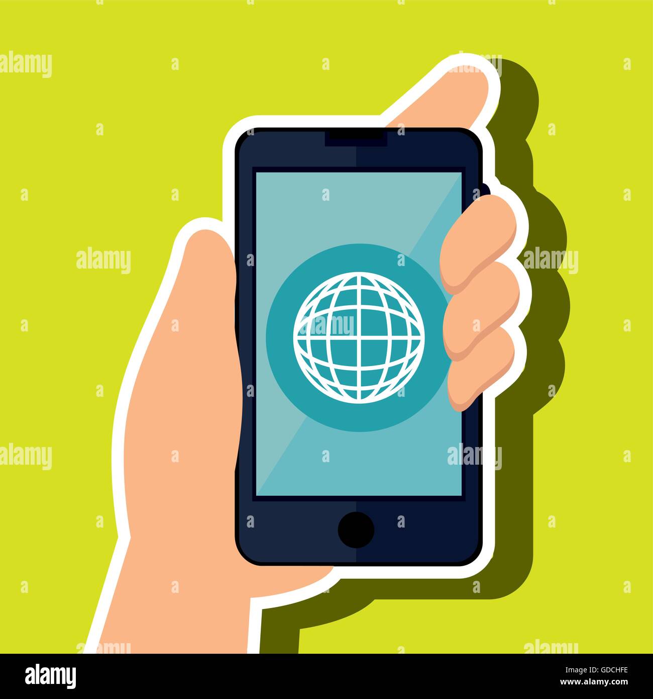 smartphone with hand isolated icon design Stock Vector Image & Art - Alamy