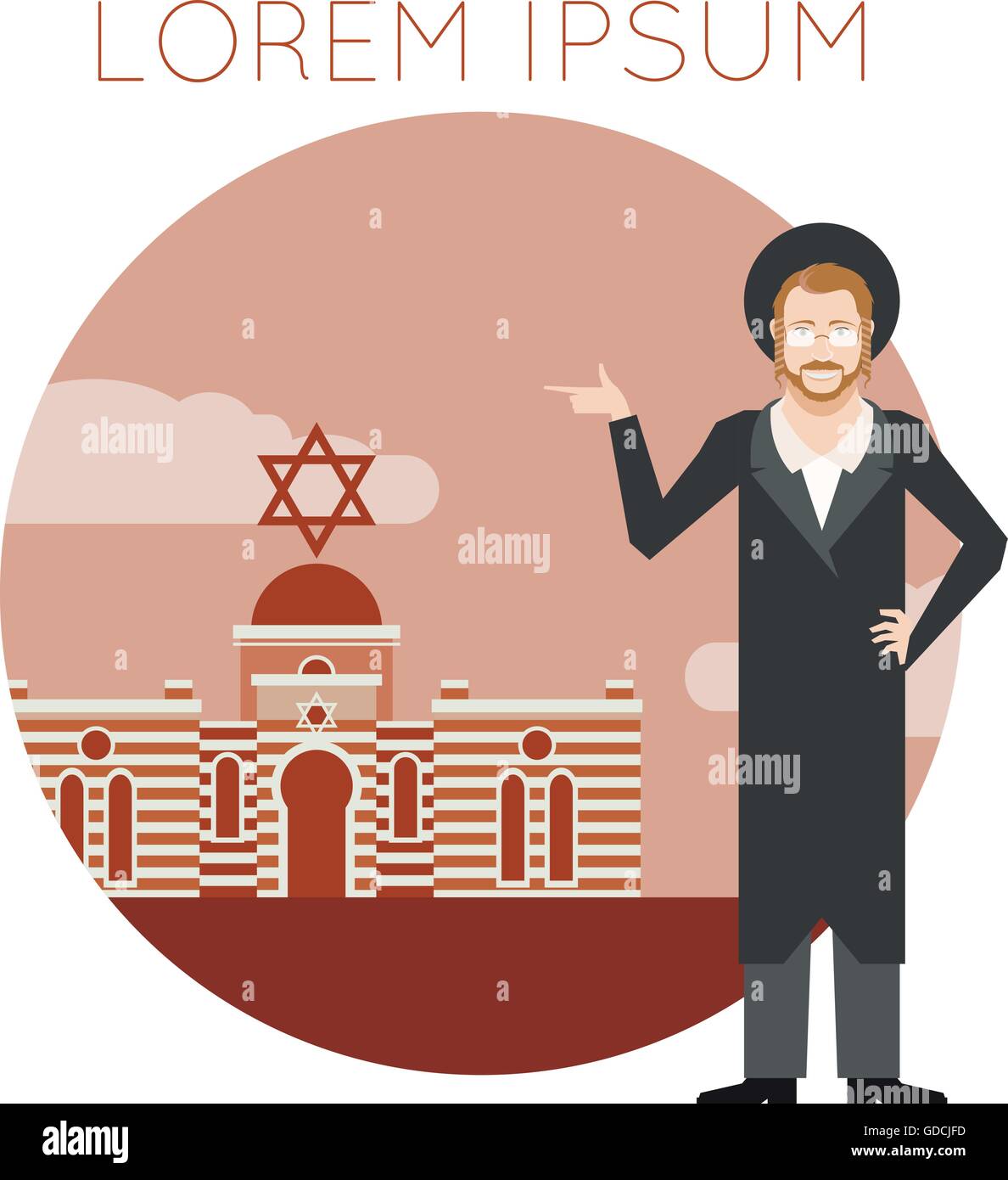 Jew and jewdaism banner Stock Vector