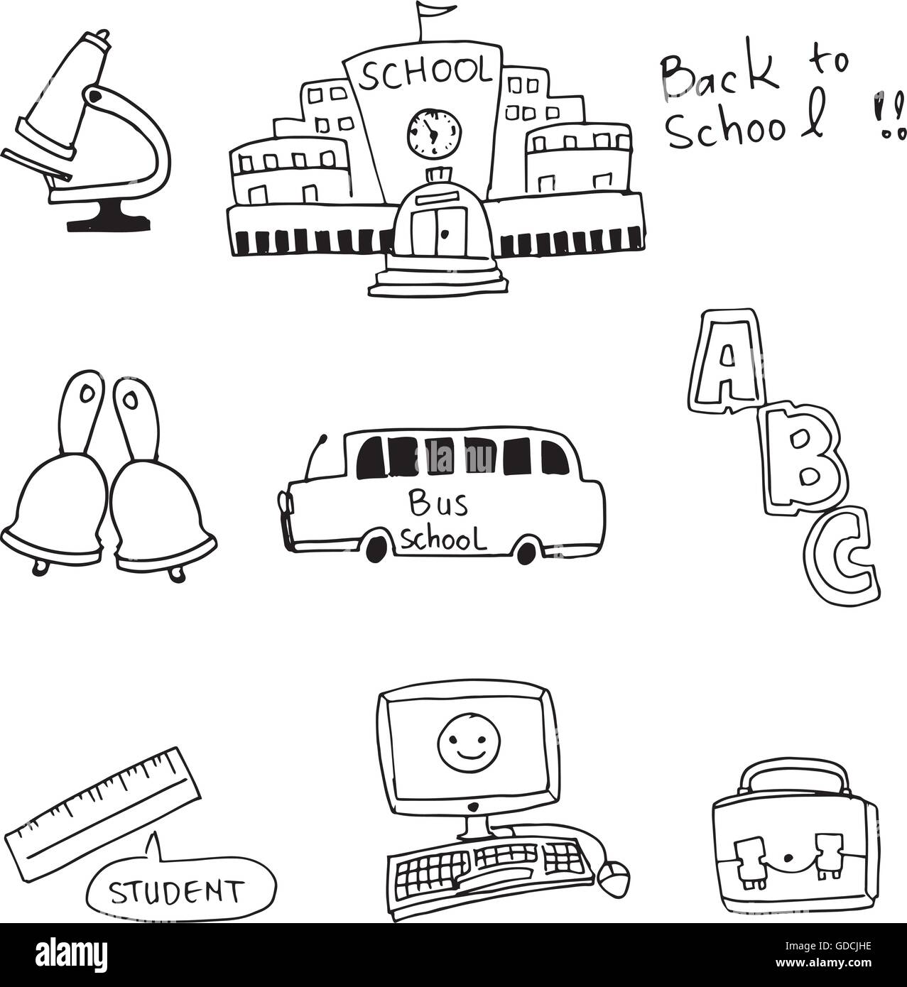 Doodle of school bus computer Stock Vector Image & Art - Alamy