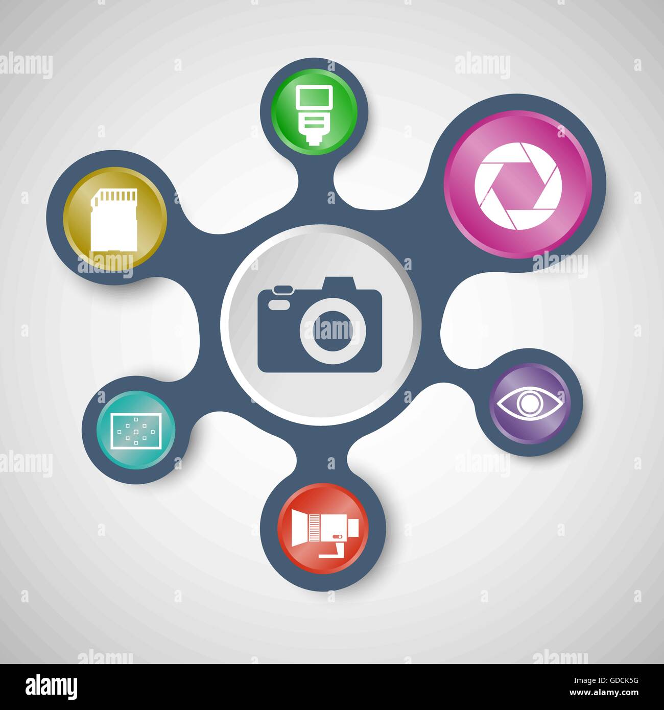 Camera infographic templates with connected metaballs, stock vector ...