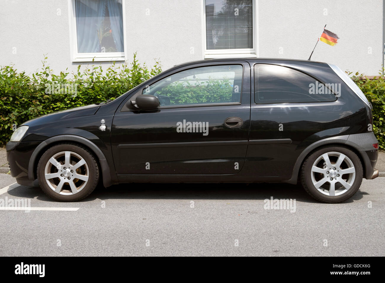 Opel Corsa car, Leichlingen, North Rhine-Westphalia, Germany. Stock Photo