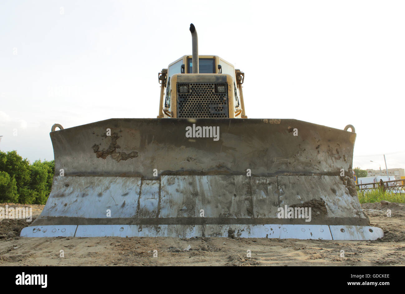 blade in the bulldozer and ground Stock Photo Alamy