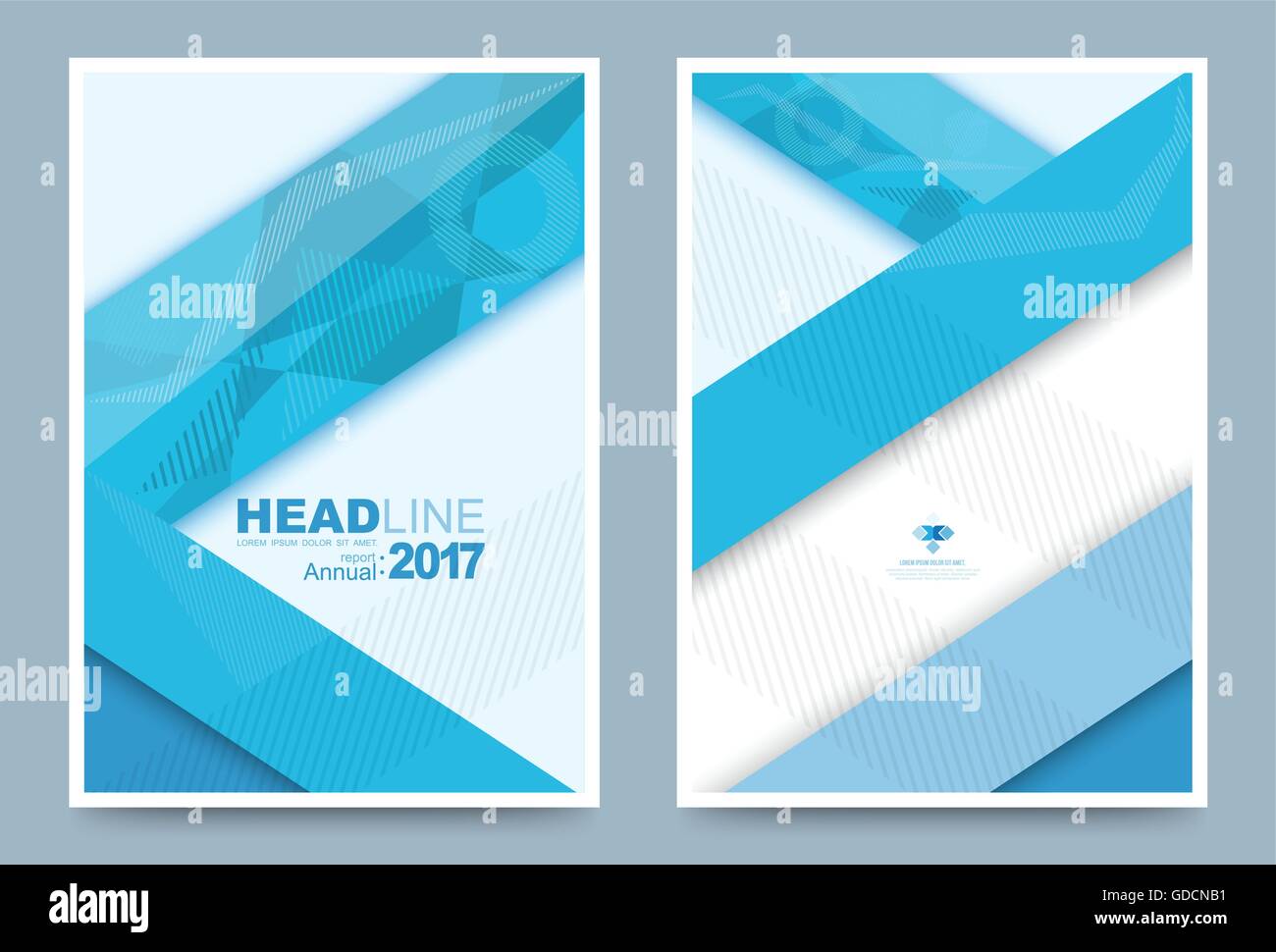 Blue Annual report brochure flyer design template vector wave strips ...