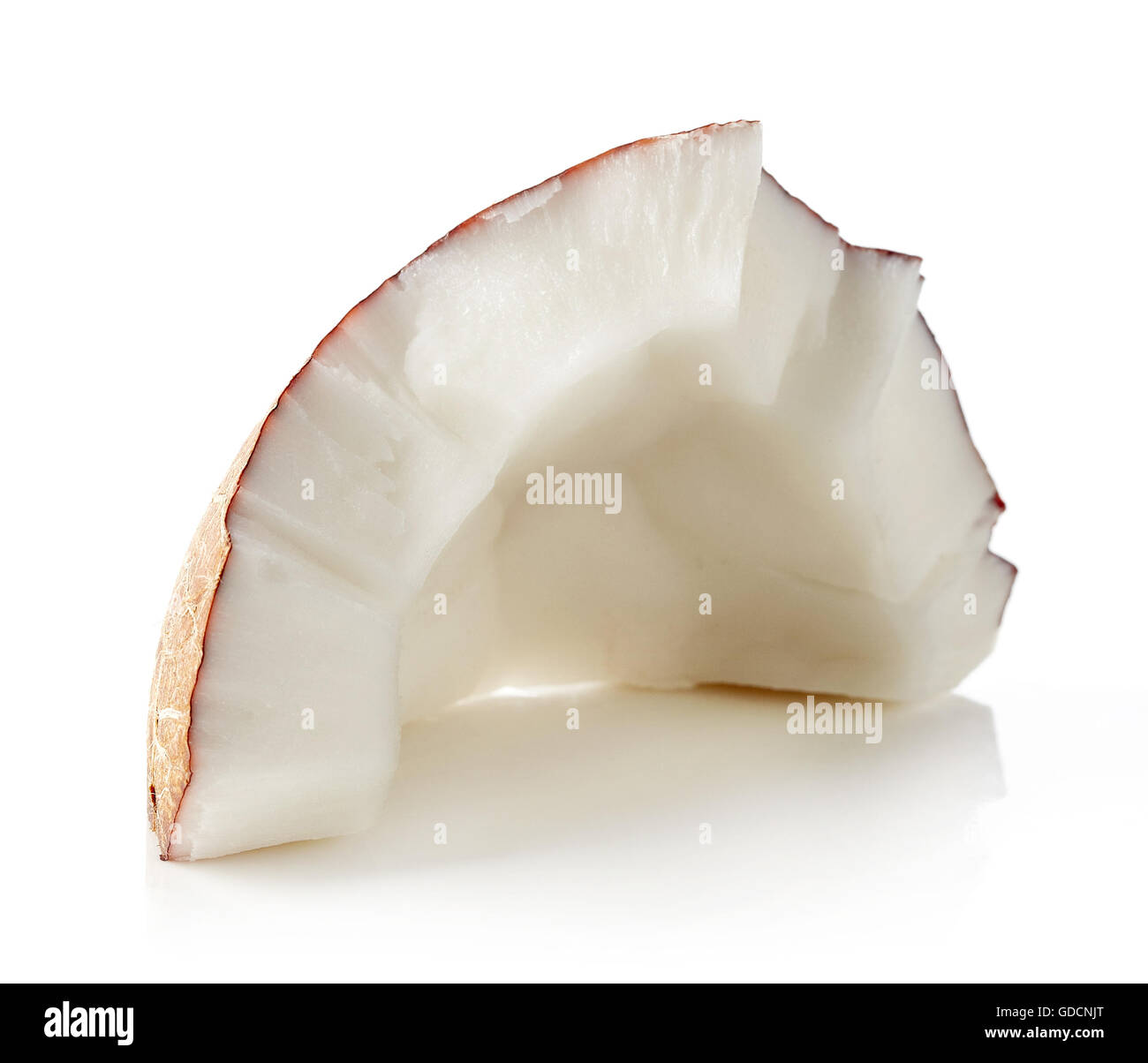 Coconut piece isolated on white background Stock Photo