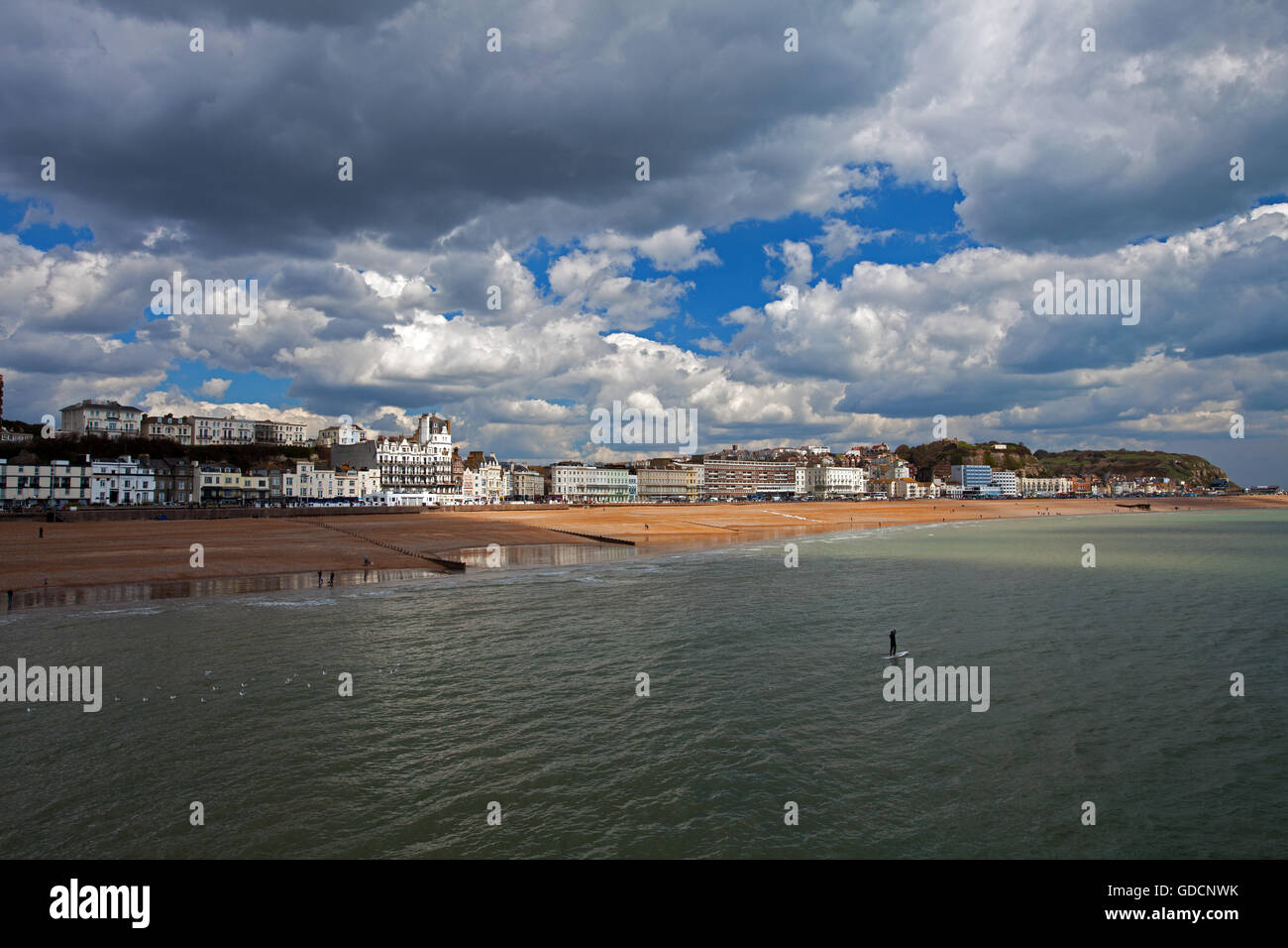 View eastwards along Hastings seafront taken from the newly revamped