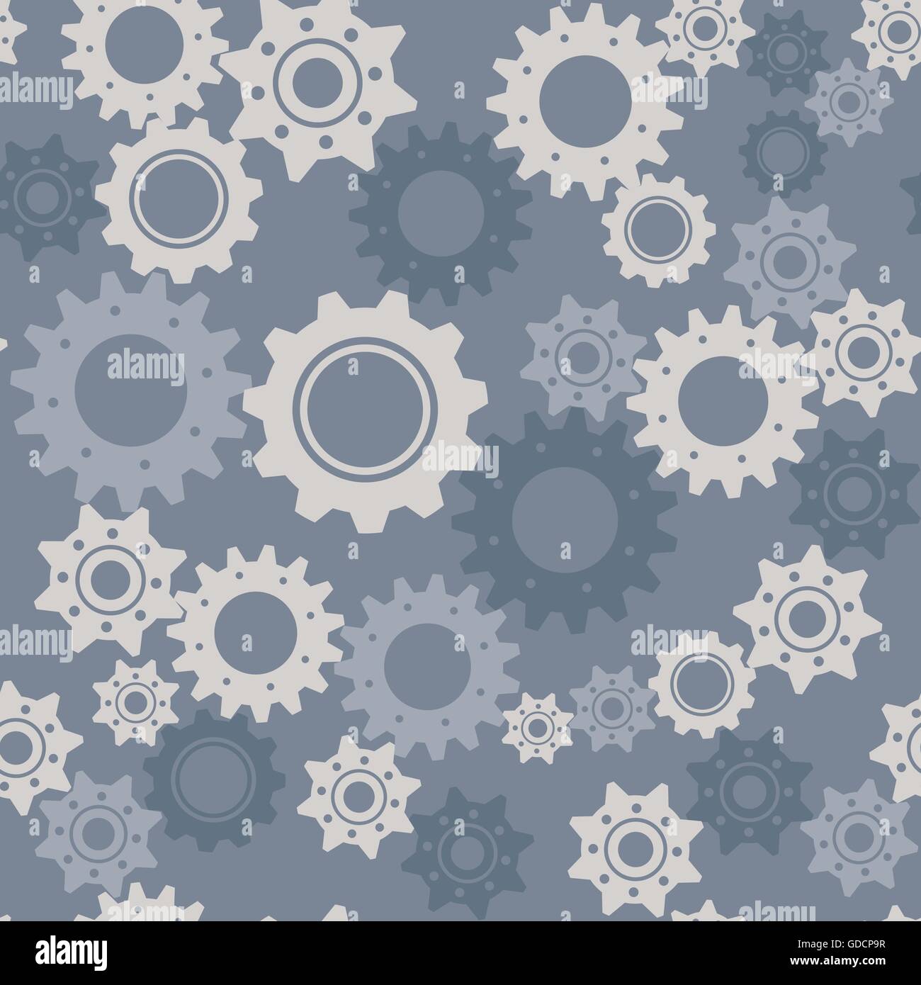 Gears seamless vector pattern, engineering and technology concept Stock Vector