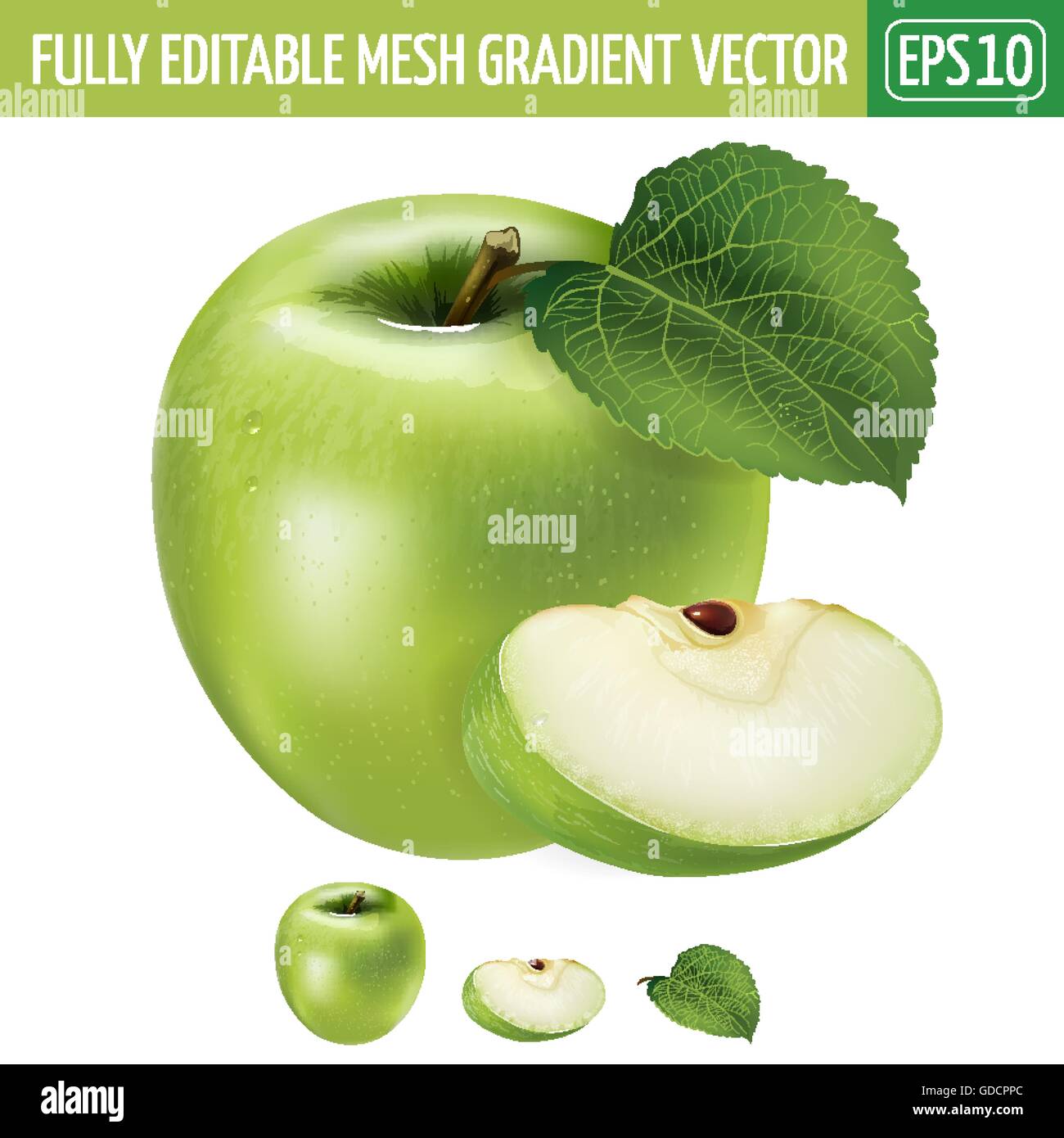 Green apple on white background. Vector illustration Stock Vector Image ...