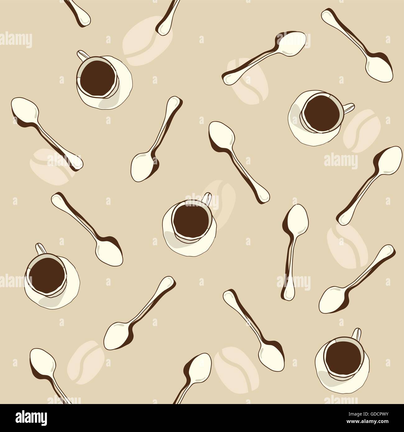 Seamless vector wallpaper. Cup of coffee with abstract background Stock ...