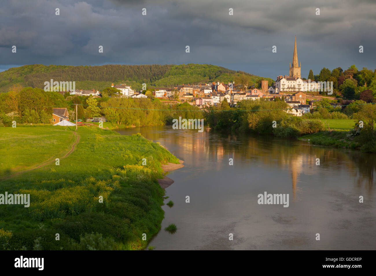 The town of Ross on Wye, Herefordshire, on the river Wye. Stock Photo