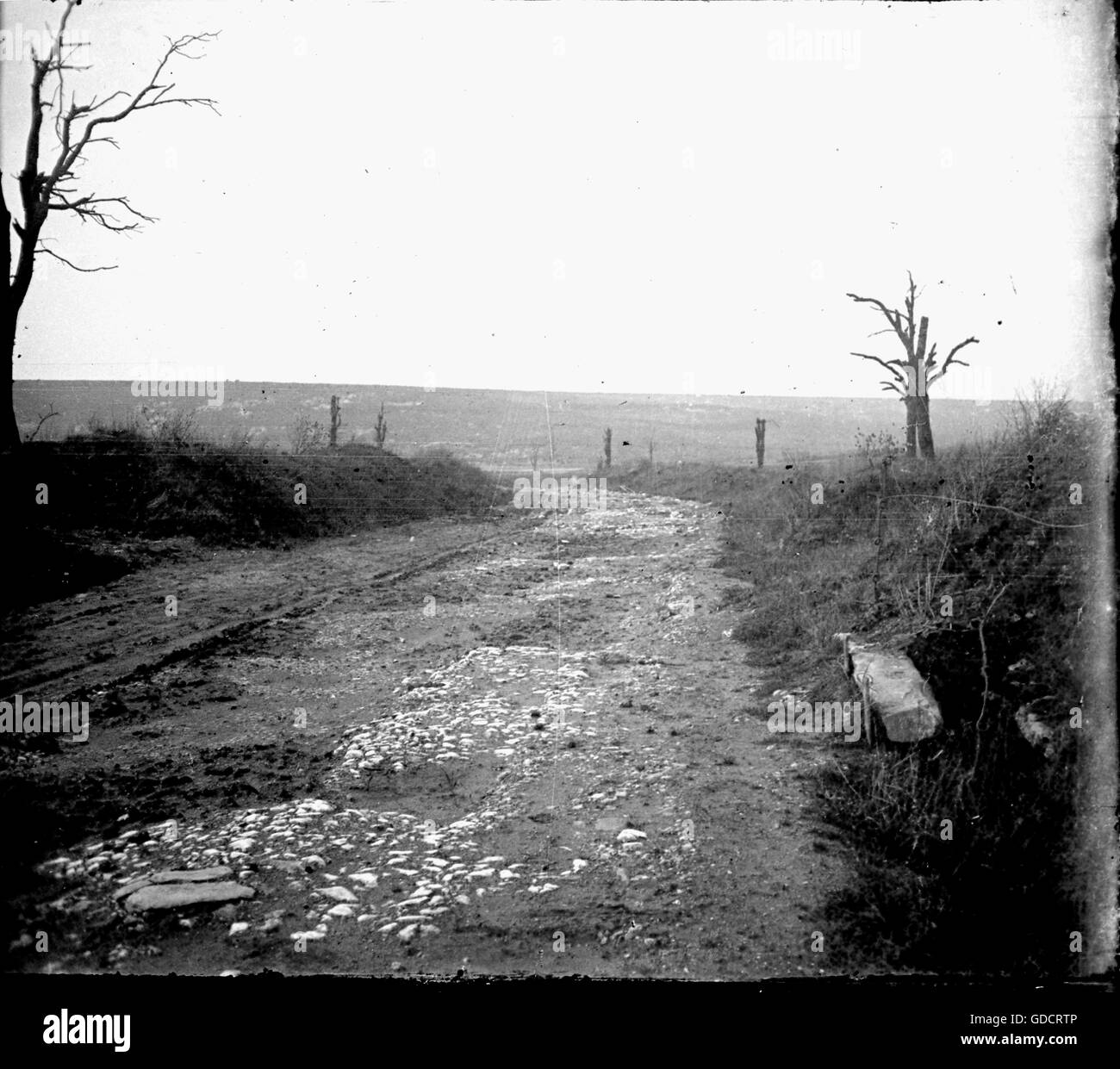 Scenes at the end of the 1st World War c1918/1919  Devastation at Bazentin Le Petit nearby where there is now a military cemetary  Photo by Tony Henshaw       Scanned direct from a stereo original negative from a rare archive record of original photography from a British Doctor photographing at the end of World War 1    © World copyright. Stock Photo