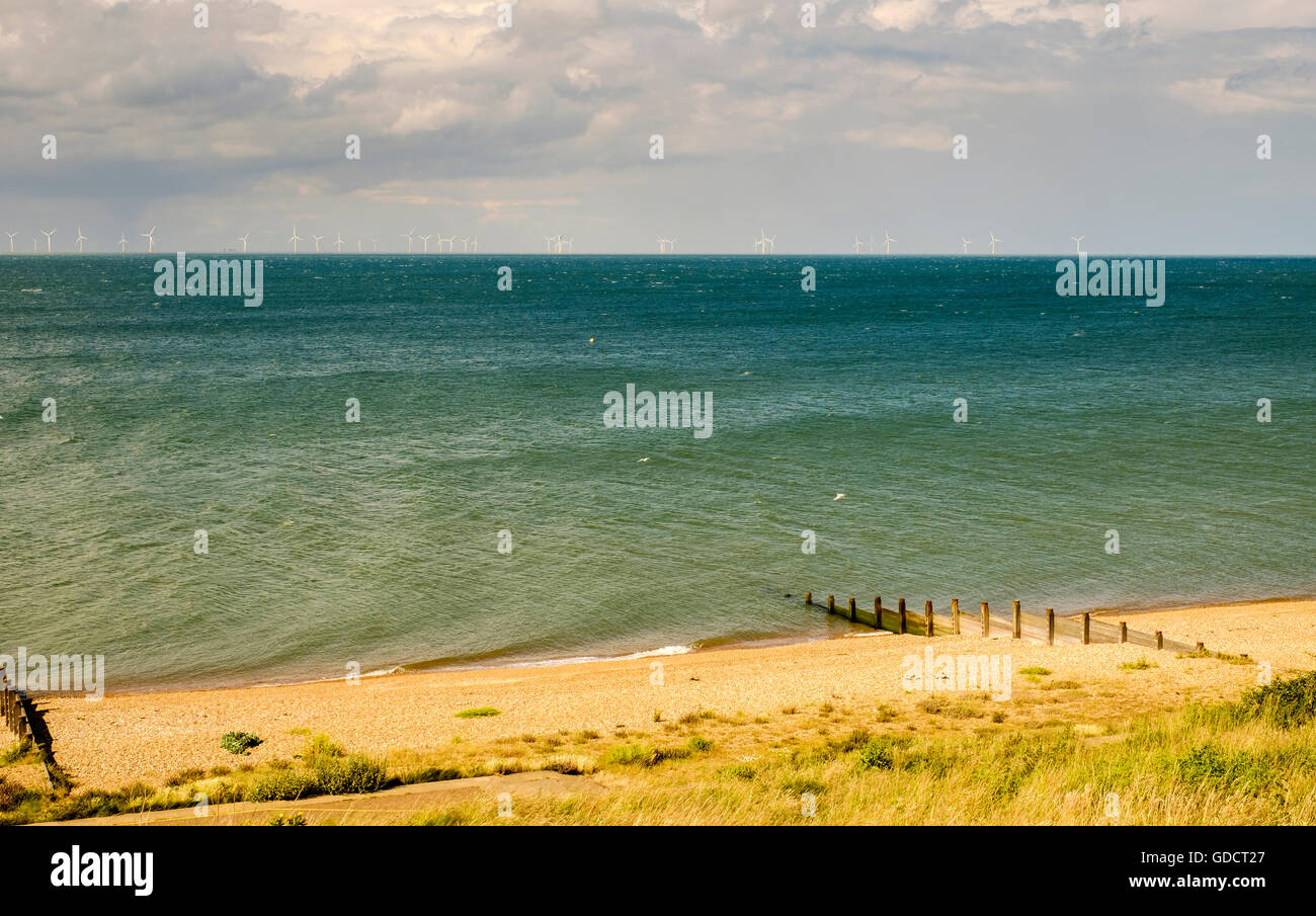Kentish Flats wind farm off the coast of Whitstable and Herne Bay Stock