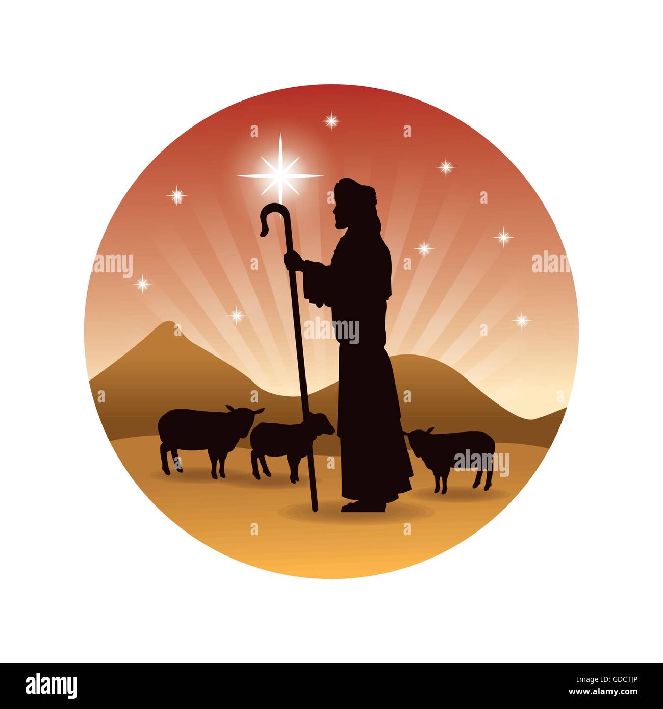 Shepherd and his sheeps Stock Vector Images - Alamy