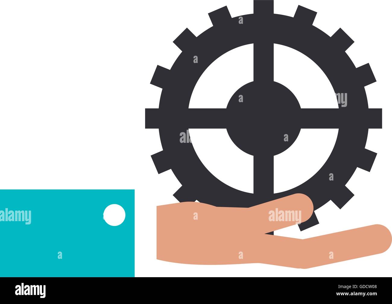 hand holding single gear icon Stock Vector Image & Art - Alamy