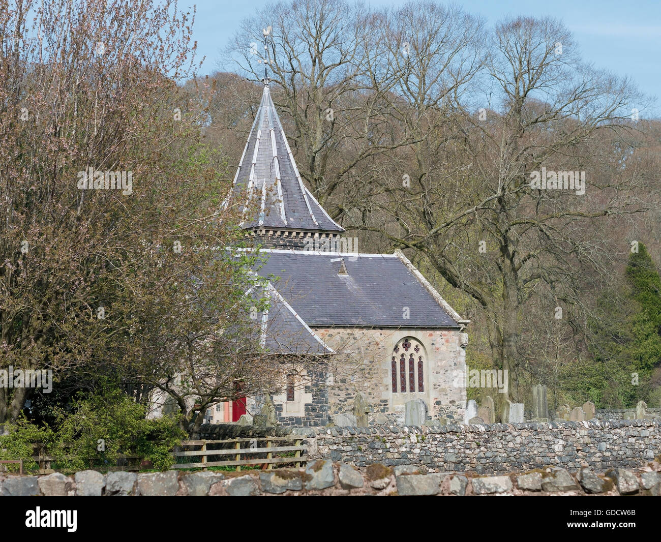 The stone church at Abbey St. Bathans, Scotland Stock Photo Alamy