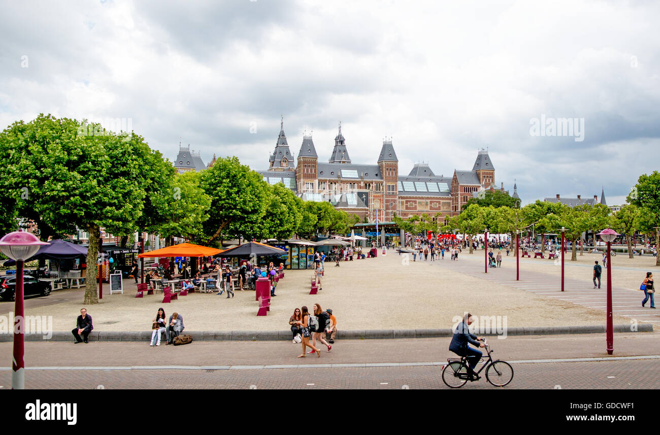 People Outside the Rijks Museum Amsterdam Holland Stock Photo