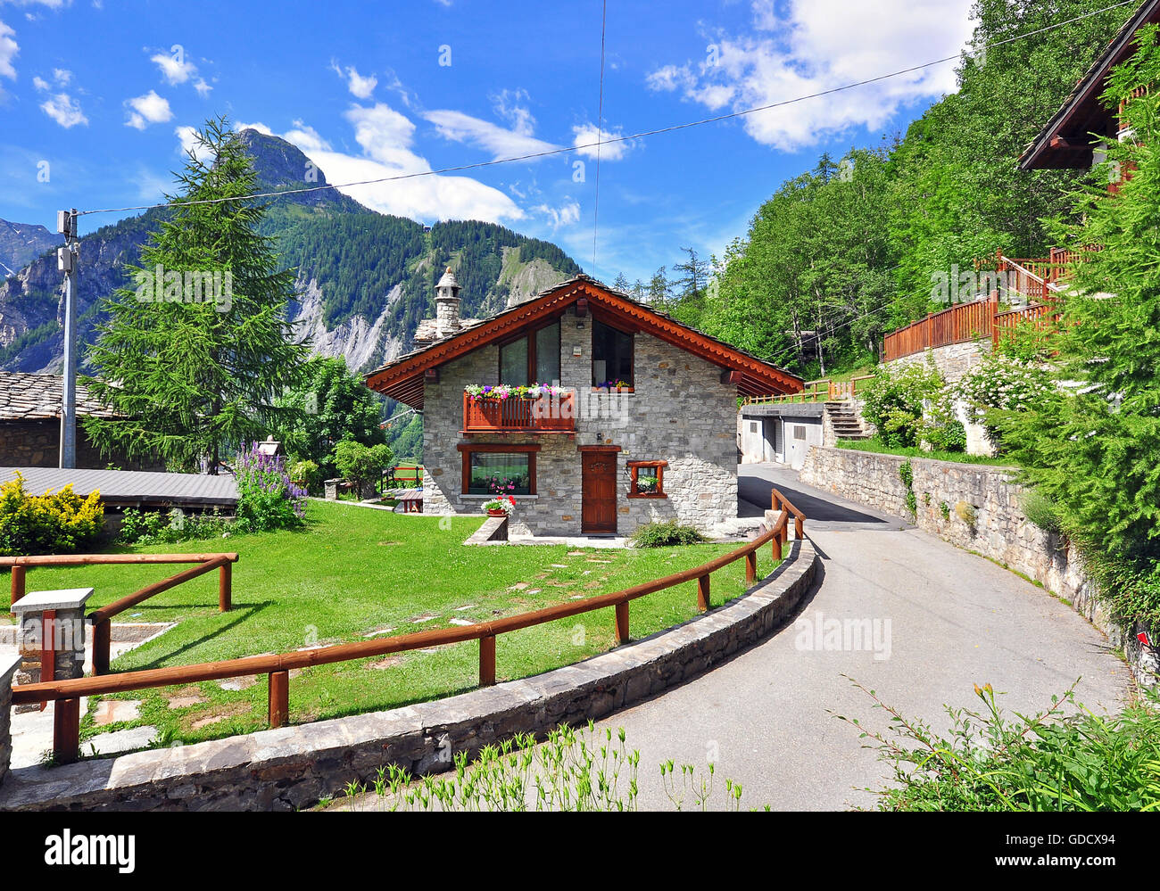 House in Alps, Val d'Aosta Stock Photo Alamy
