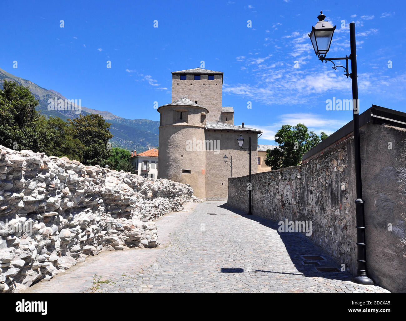 Ancient architecture of Aosta Stock Photo