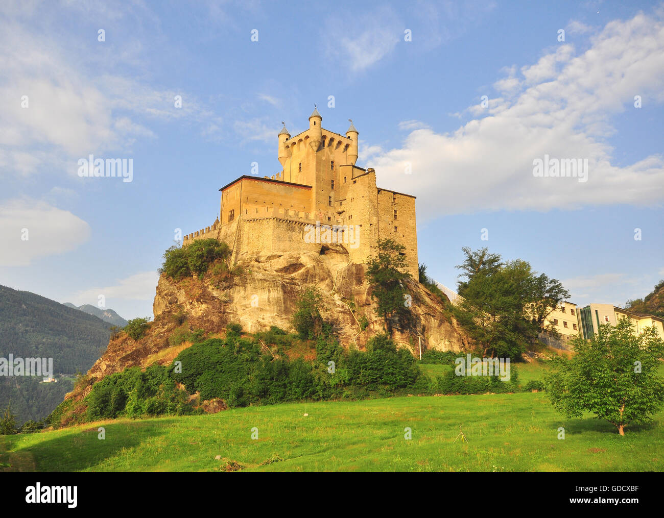 Ancient castle in Saint Pierre, Val d'Aosta, Italy Stock Photo