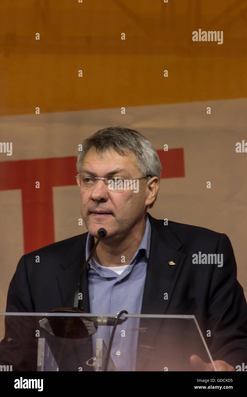 Maurizio Landini secretary of the left-wing union FIOM Stock Photo
