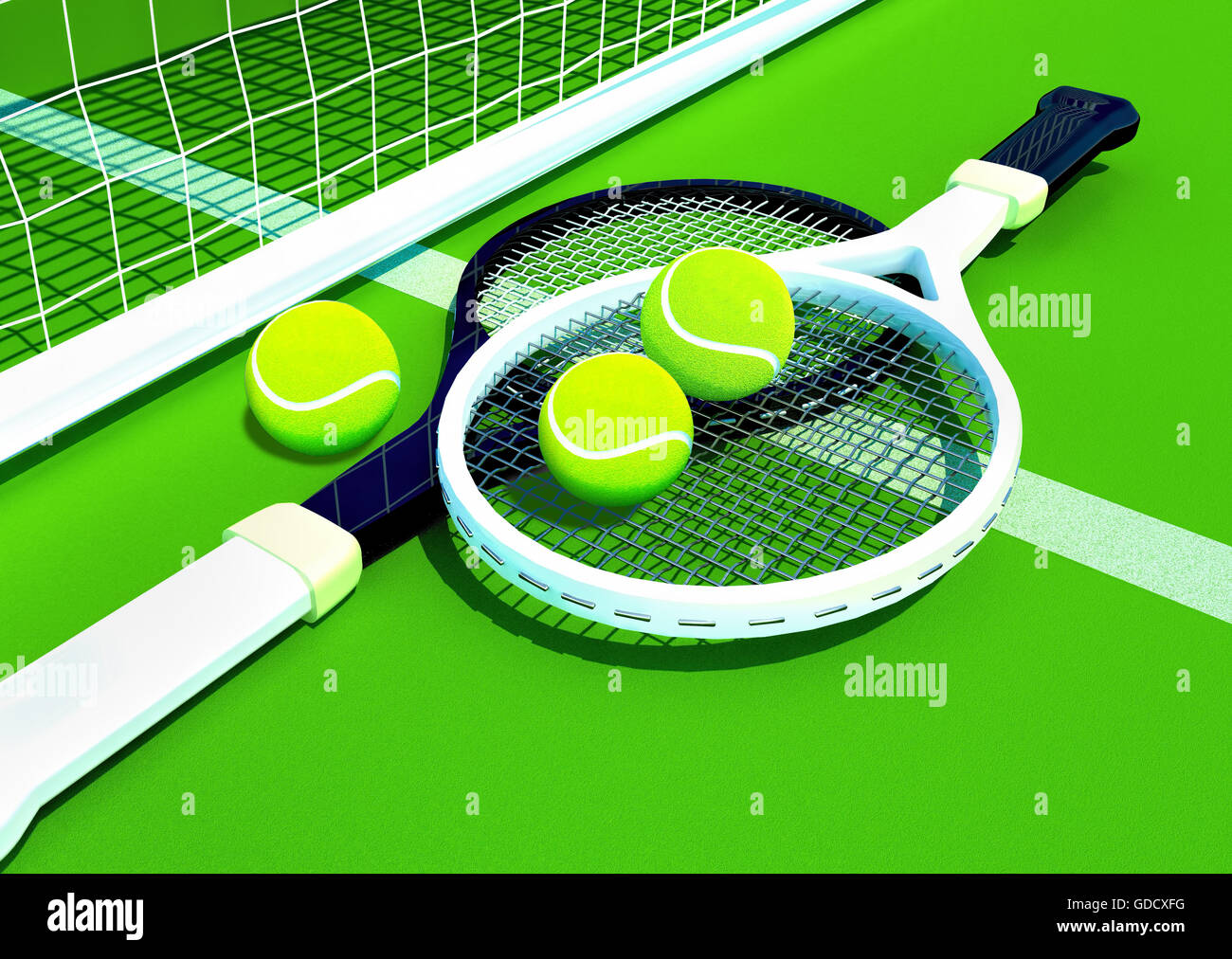 Tennis; racket; tennis grass court Stock Photo Alamy