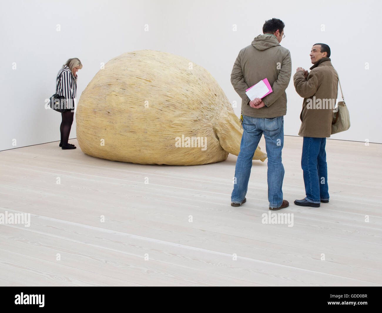 visitors viewing modern art installation at saatchi gallery london Stock Photo