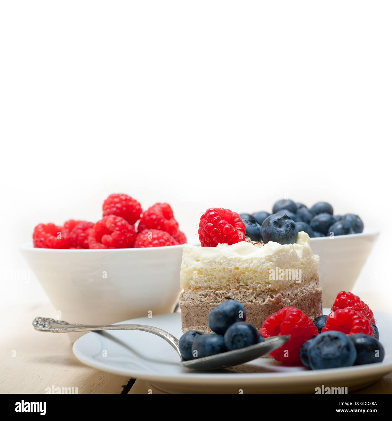 fresh homemade raspberry and blueberry cream cake Stock Photo - Alamy