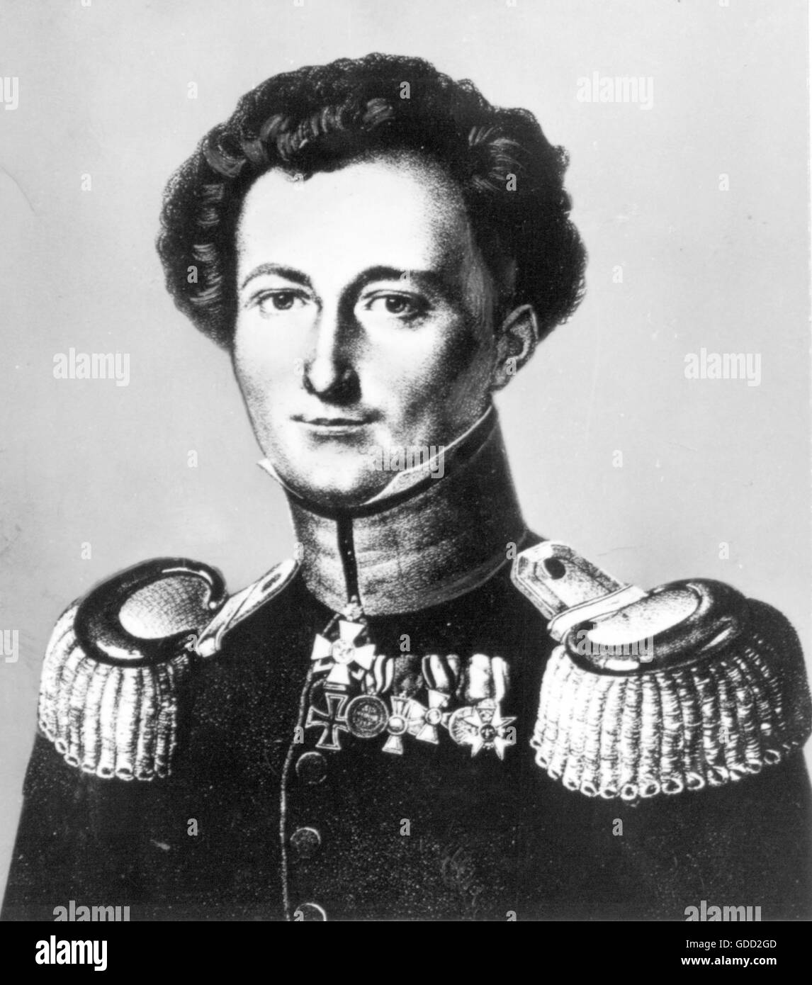 Clausewitz, Carl von, 1.6.1780 - 16.11.1831, German general and military author / author / writer, portrait, as Chief of General staff of the III Corps, after painting by Karl Wilhelm Wach, lithograph, after 1815, Artist's Copyright has not to be cleared Stock Photo