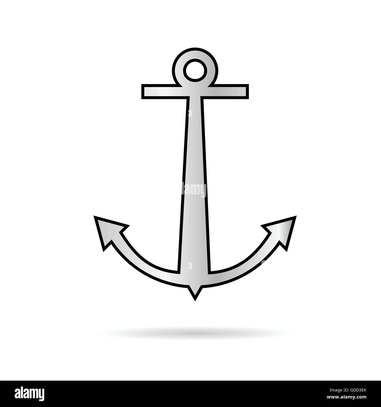 anchor vector illustration in silver color on white Stock Vector