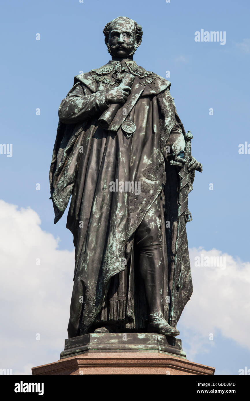 Maximilian II Joseph, 28.11. 1811 - 10.3.1864, King of Bavaria 20.3.1848 - 10.3.1864, full length, monument, Maximilianstrasse, Munich, Germany, Stock Photo