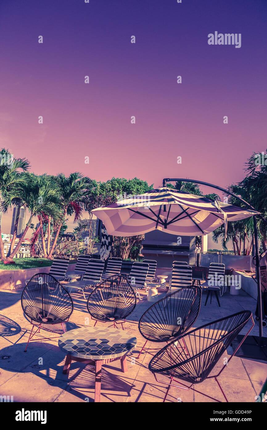 Peaceful afternoon on South Beach roof top. Stock Photo