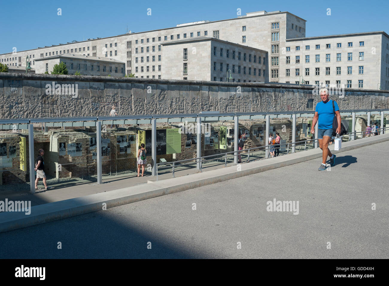 GERMANY, Berlin, June 8, 2016. Visitors at the exhibition of the Topography of Terror. Stock Photo