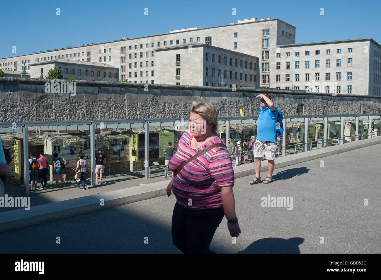 GERMANY, Berlin, June 8, 2016. Visitors at the exhibition of the Topography of Terror. Stock Photo