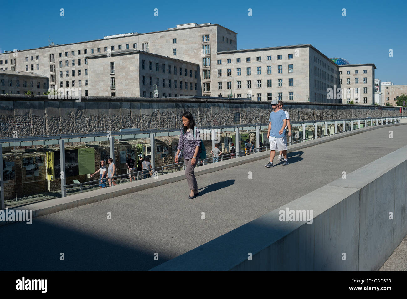 GERMANY, Berlin, June 8, 2016. Visitors at the exhibition of the Topography of Terror. Stock Photo
