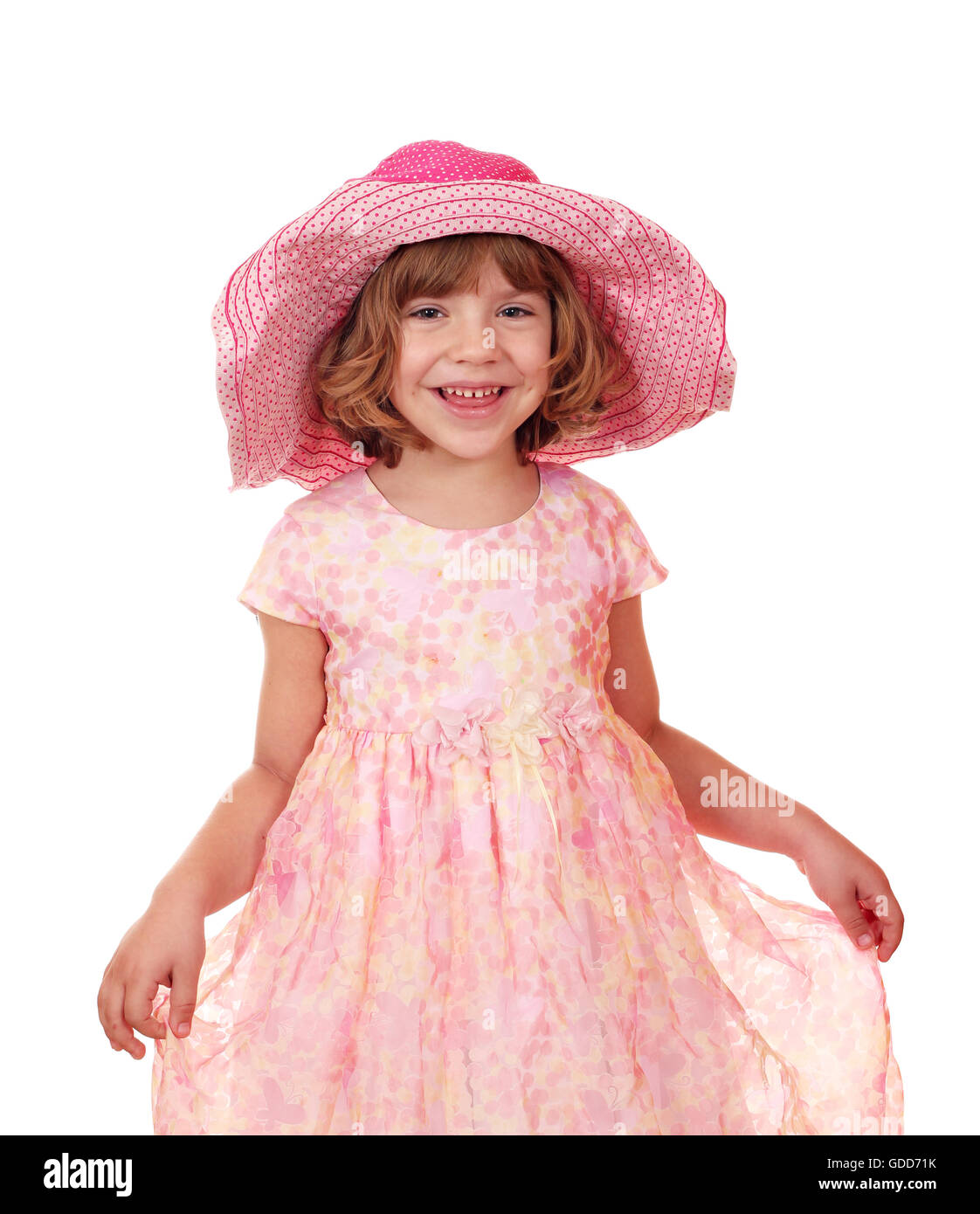 little girl with big hat Stock Photo Alamy