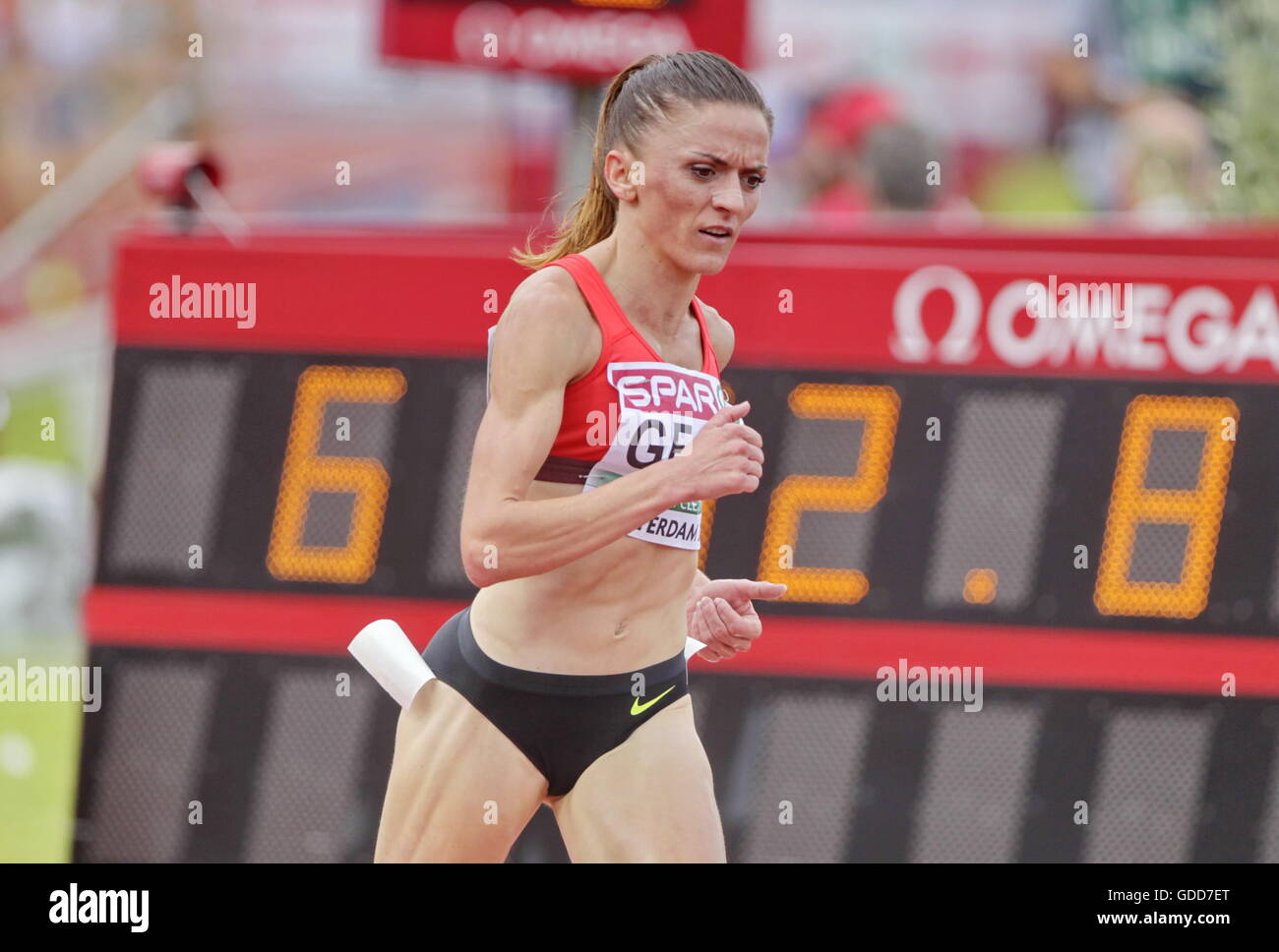 Amsterdam, Netherlands July 09, 2016 Luiza Gega 2nd in the 3000m steeplechase at the Amsterdam europe championship Stock Photo