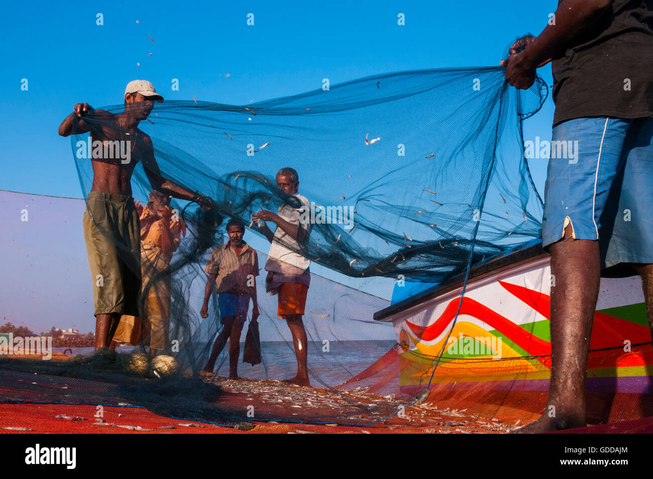 fishermen,seashore,Negombo,Sri Lanka,Asia Stock Photo