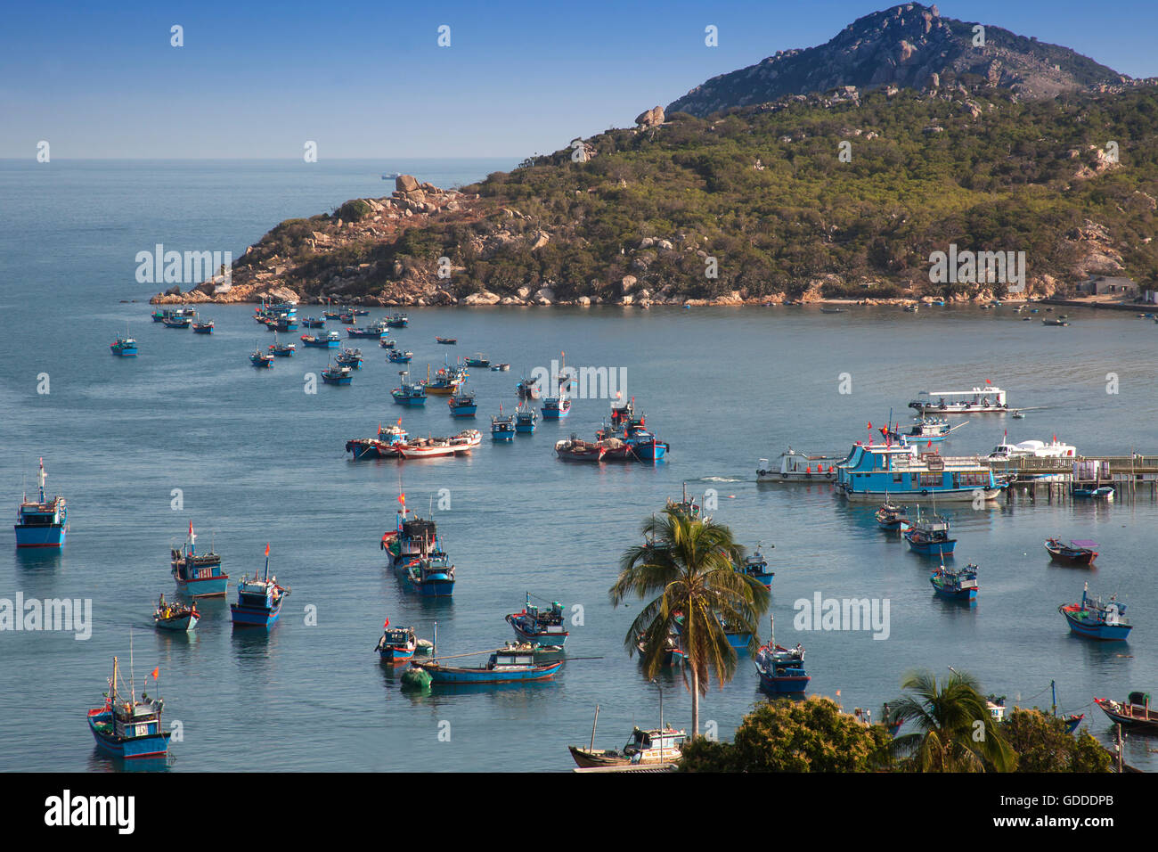 Fishing boats in the bay of Vinh Hy,South-Chinese sea,Vietnam,Asia Stock Photo