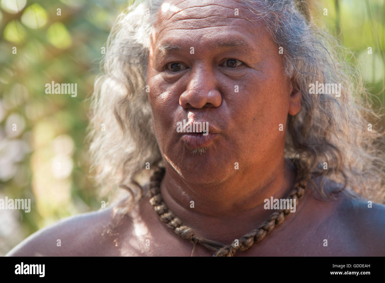 Molokai,local,Polynesian,no model-release,man,USA,Hawaii,America,portrait, Stock Photo